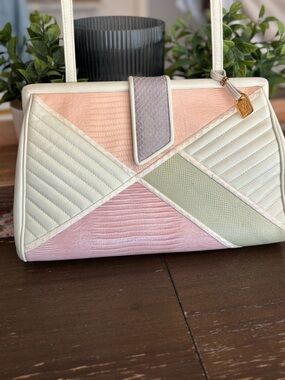 ✨Vintage✨ Anne Klein Pastel Color Blocked Geometric Panel Handbag EUC